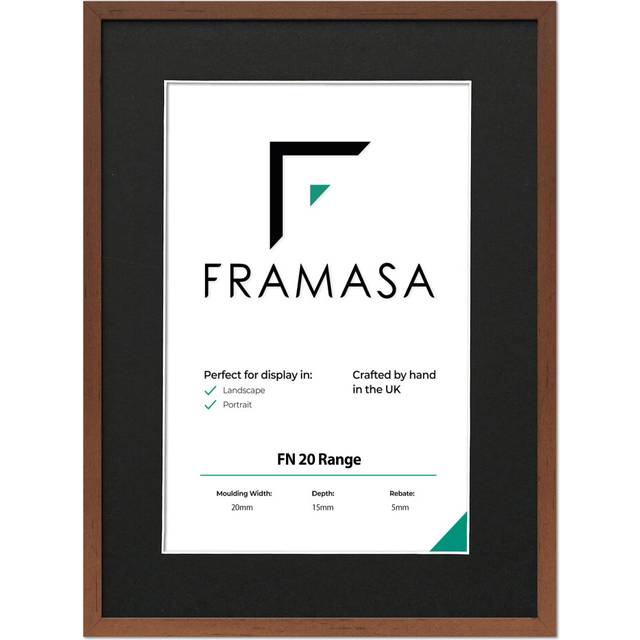 (Walnut Frame Black Mount, 7x5 Pic (9x7 Frame)) Thin Matt Picture Frames Walnut Photo Frames Poster Frames With Black, White or Ivory Mounts