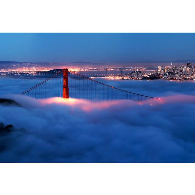 Elspeth Golden Gate Bridge In Clouds by Fcarucci - Print (51cm H x 76cm W x 3.8cm D)