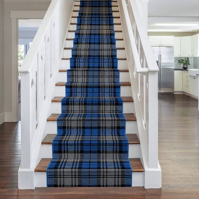 Union Rustic Abrams Tufted Blue Stair Runner Blue Runner 480cm x 60cm