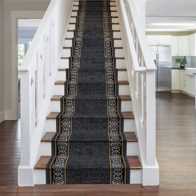 Rosalind Wheeler Altigarron Tufted Grey Stair Runner Grey Runner 450cm x 70cm