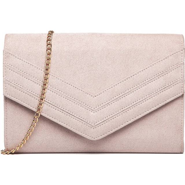 (Pink) Miss Lulu Chevron Envelope Clutch Bag  With Strap