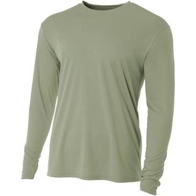 A4 Men's Cooling Performance Long Sleeve Crew Olive Small