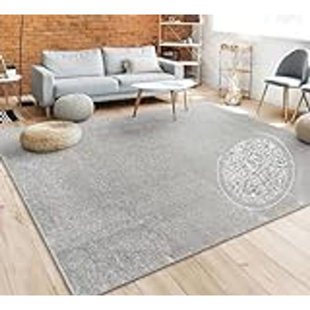 Paco Home Matta Vardagsrum Enfärgad Stilren Och Modern Stor Matta, Olika Storlekar Färger, Storlek:200 cm Fyrkant, Färg:Silver