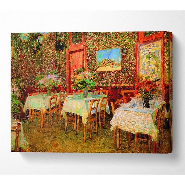 Van Gogh Interior Of A Restaurant - Wrapped Canvas Art Prints - Multicolour (66cm H x 106.6cm W x 10cm D)