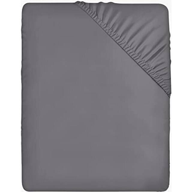 Fitted Sheet Super King, Grey - Deep Pocket 14 inch (35 cm) - Easy Care - Soft Brushed Polyester Microfibre Fabric - Shrinkage and Fade Resistant -
