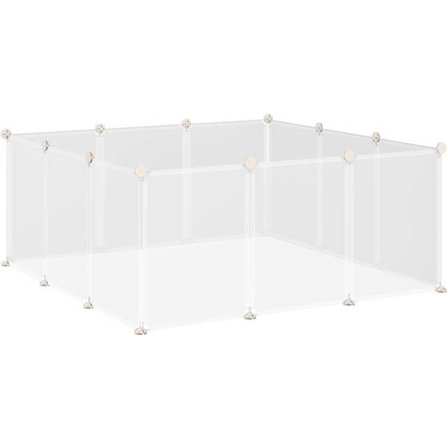 PawHut Pet Playpen DIY Small Animal Cage 12 Panels for Hedgehog Bunny Chinchilla - White
