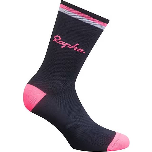 Rapha Logo Socks - DARK NAVY / HIGH-VIS PINK / WHITE