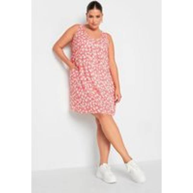Yours Curve Light Pink Daisy Print Pocket Smock Dress, Women's Curve & Plus Size, Yours - 16