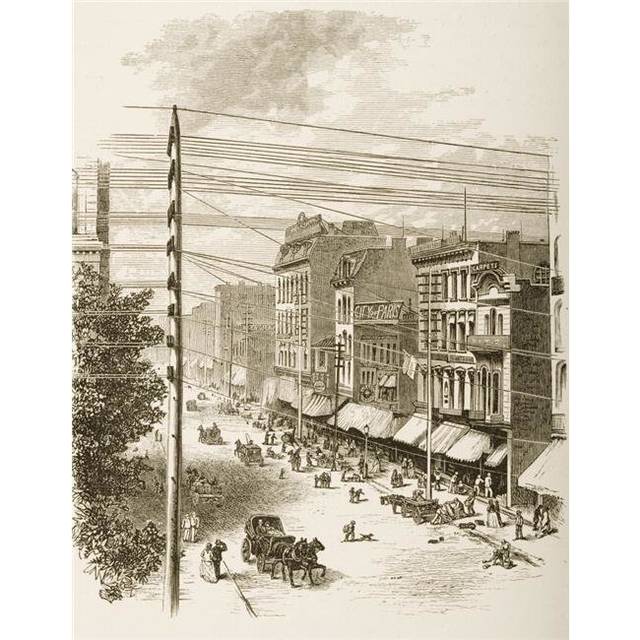Clark Street Chicago Illinois In 1870S From American Pictures Drawn with Pen Poster Print, 12 x 16