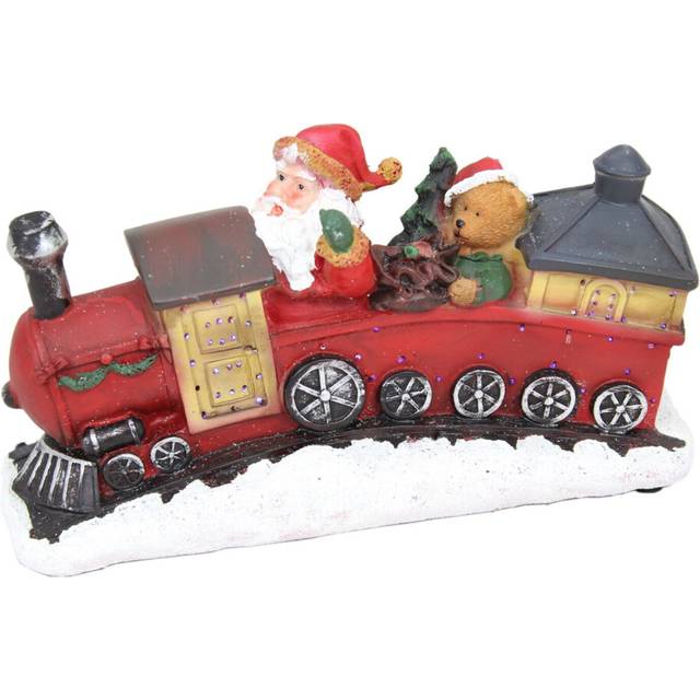 Light Up LED Glitter Santa Father Christmas Train Ornament