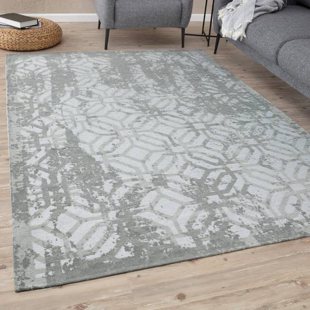 Carina Washable Rugs Geometric Design in Green (Rectangle 80 x 150cm)
