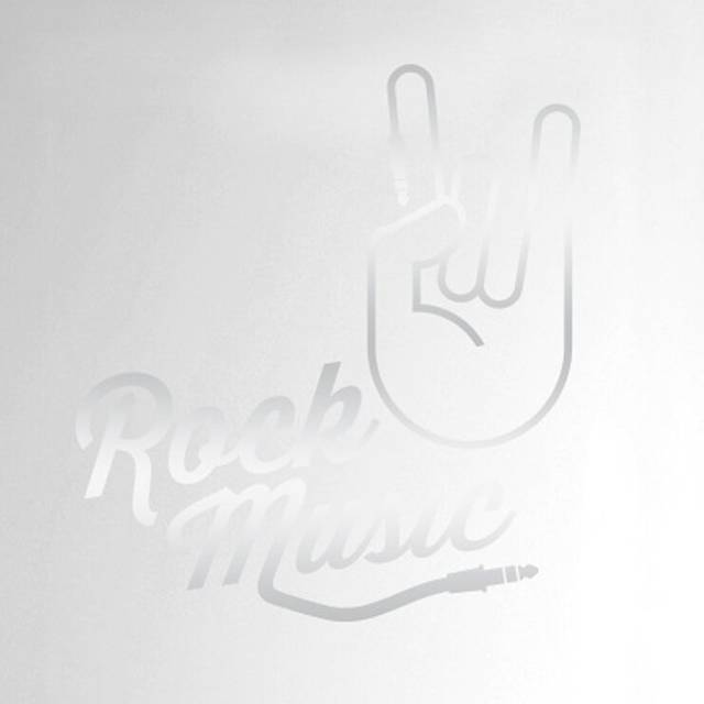 Rock Music Hand Door Room Wall Sticker - Shiny Silver (44cm H X 40cm W)