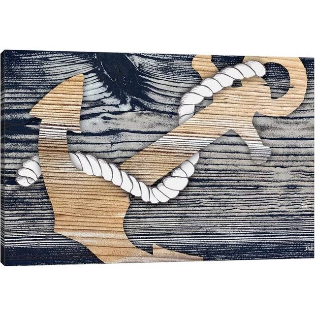 The Gold Sea Anchor by Patricia Pinto - Wrapped Canvas Painting (30.48cm H x 45.72cm W)