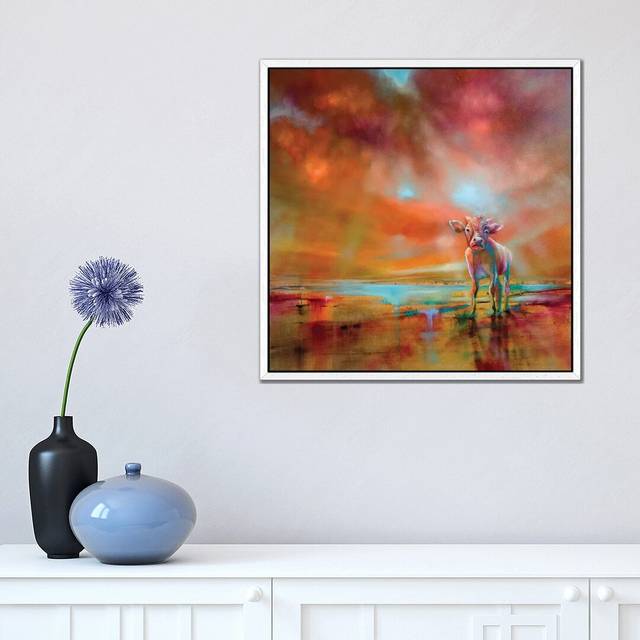 Birthday Cake on My Face by Kerri McCabe - Painting on Canvas - White Framed (45.72 cm H x 45.72 cm W x 4.445)