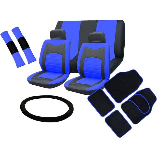 (Blue) Seat Cover Set To Fit Vauxhall Mokka With Mats And Wheel Glove Option Of Colours