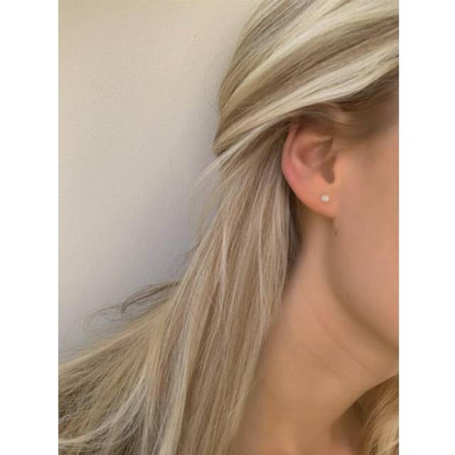 Small Silver Real Pearl Stud Earrings - One Size