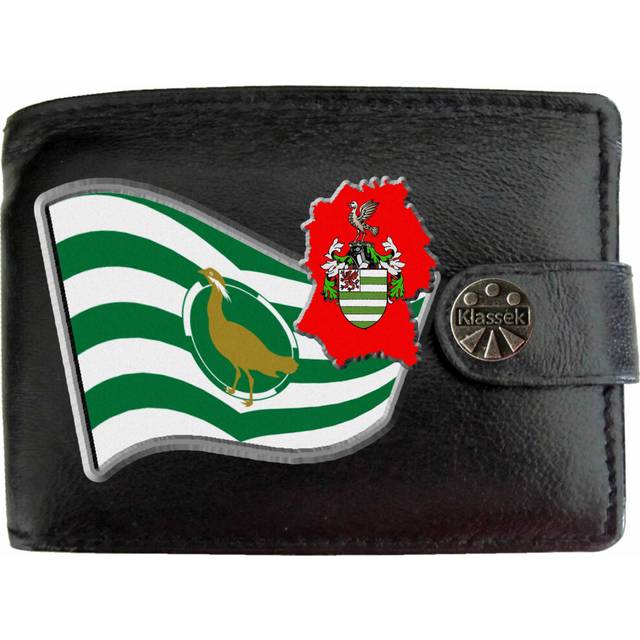 (Standard) Wiltshire Flag Wilts Map COA Mens Wallet Chain Leather Coin Pocket Klassek RFID Blocking Credit Card Slots and Metal Gift Box
