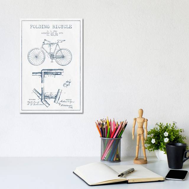 M.B. Ryan Folding Bicycle Patent Sketch by Aged Pixel - Wrapped Canvas Drawing (30.48cm H x 20.32cm W x 1.91cm D)