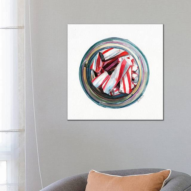 Ball Jar Candy Cane Sticks by Jennifer Redstreake - Wrapped Canvas Art Prints (66.04cm H x 66.04cm W x 1.905cm D)