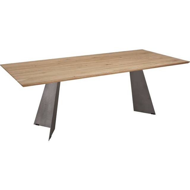 Madina Solid Oak Double Pedestal Dining Table - Nature;Nature (75 cm H x 160 cm L x 90 cm D)