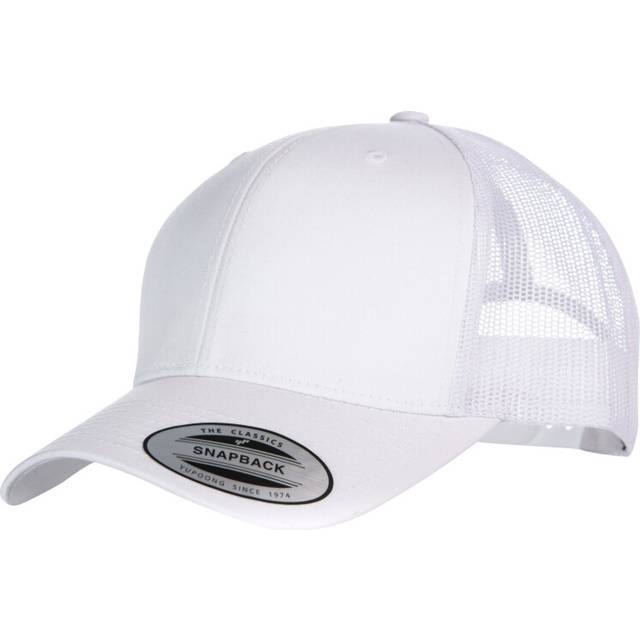 (One Size, White/White) Yupoong Flexfit Retro Snapback Trucker Cap (Pack of 2)