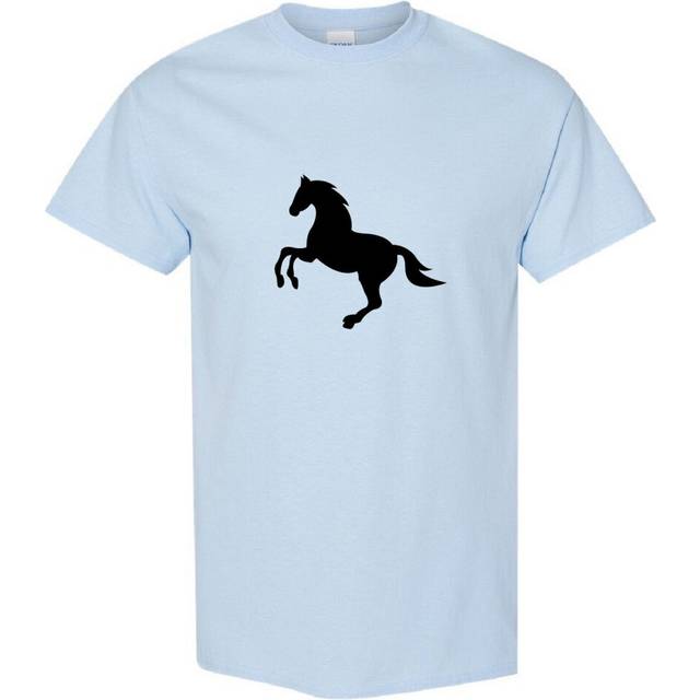 (Light Blue, 2XL) Cool Classic Vintage Running Wild Black Horse Mustang Pony Men T Shirt Tee Top