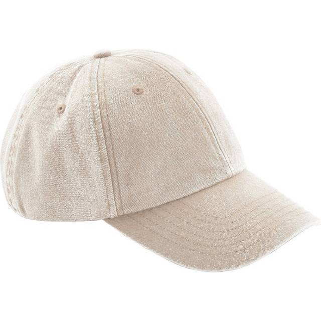 (One Size, Vintage Stone) Beechfield Unisex Low Profile Vintage Denim-Look Cap (Pack of 2)