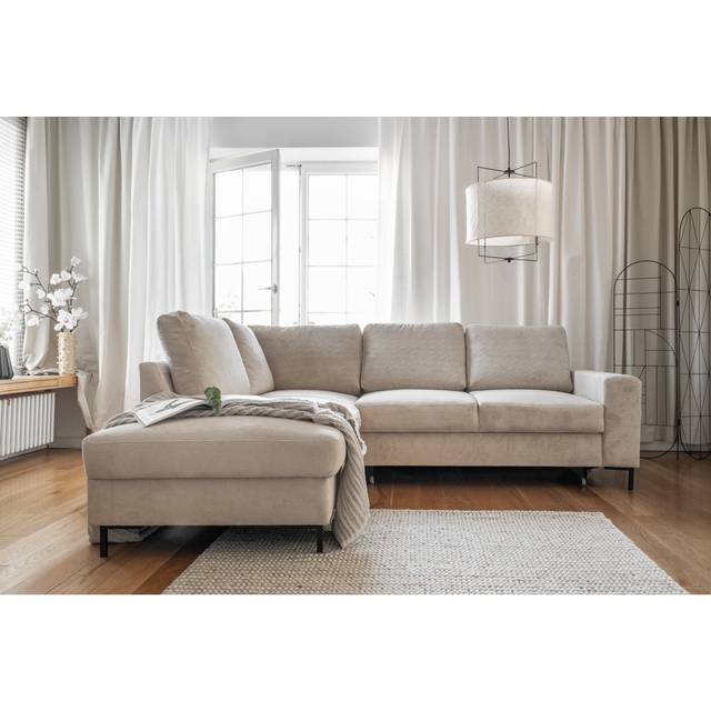 Lofty Lilly 6 seater Corner Sofa Bed - Beige (84cm H X 237cm W X 197cm D)
