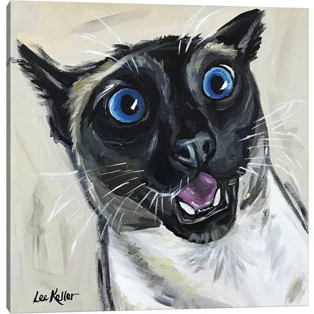 Funny Siamese Cat Marley by Hippie Hound Studios - Wrapped Canvas Painting (30.48 cm H x 30.48 cm W)