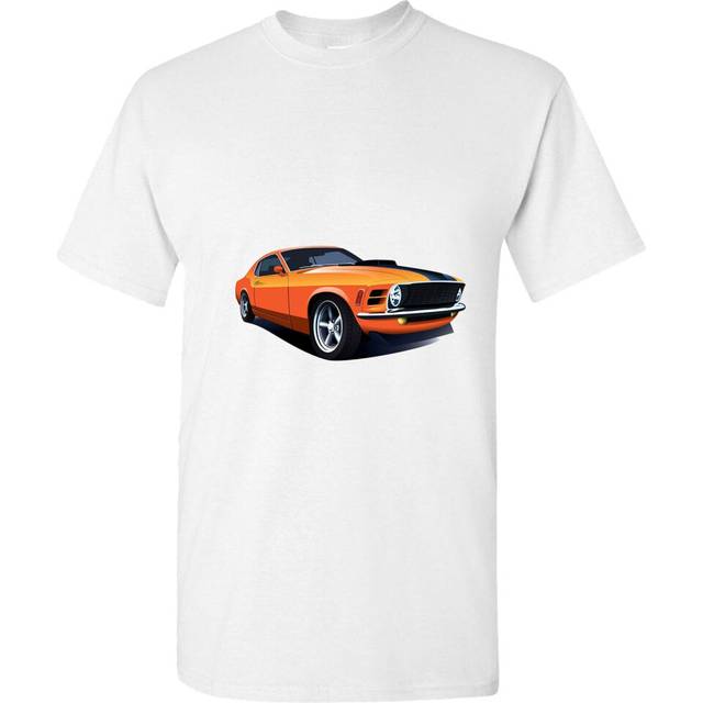 (M) American Classic Muscle Car Ford Mustang Camaro GT White Men T Shirt Tee Top