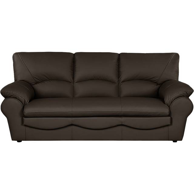17 Stories Heppman Genuine Leather 3 Seater Fold out Sofa Bed Dark Brown 92cm H X 205cm W X 85cm D