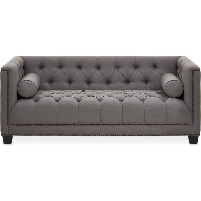 Surina Square Arm Chesterfield Sofa - Grey (72cm H x 189cm W x 89cm D/2)