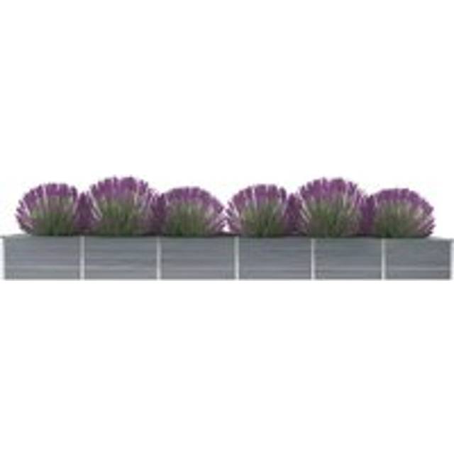 Garden Raised Bed Galvanised Steel 480x80x45 cm Grey - One Size