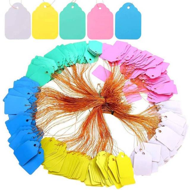 500Pcs Waterproof Tags with String, Plastic Reusable Plant Labels Hanging Marking Tags for Gardening Jewelry Clothing