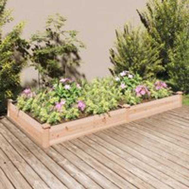Garden Raised Bed with Liner 240x120x25 cm Solid Wood Fir - Brown - One Size