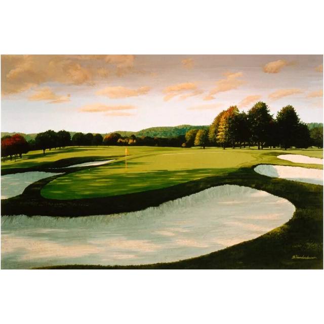 &#39;Golf Course 8&#39; by William Vanderdasson - Floater Frame PaintingÂPrint on Canvas - Wrapped Canvas (45.72cm H x 66.04cm W x 3.81cm D)