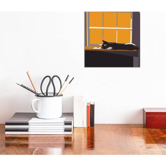 Cat on a Window Sill II by Emily Kalina - Wrapped Canvas Painting (30.48 cm H x 30.48 cm W)