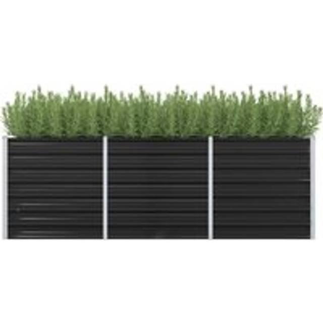Garden Raised Bed Anthracite 240x80x77 cm Galvanised Steel - Black - One Size