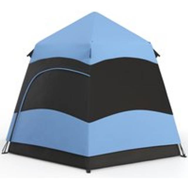 Outsunny Double Layer Dome Tent W/ Rainfly And Welded Floor, 4 Man Hexagon Pop Up Tent, Portable Camping Shelter W/ Hang Hook And Carry Bag