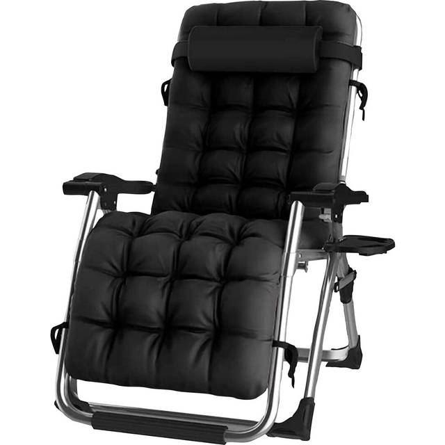 Luxury Recliner Extra Wide Gravity Chairs With Cup Holder - Black 1 Chair - Gray (110cm H X 69cm W X 65cm L)