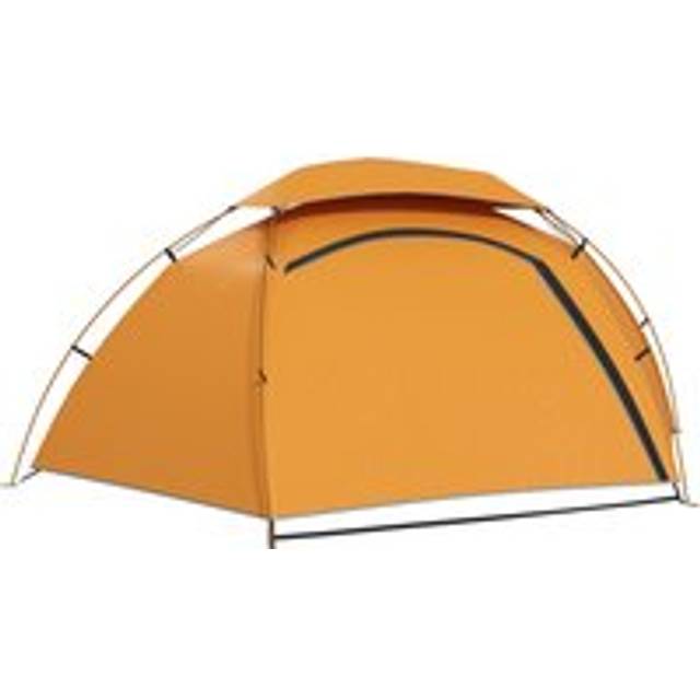 Outsunny Dome Camping Tent with Aluminium Frame, 2000mm Waterproof, Removable Rainfly, for 1-2 Persons, Orange Aosom UK
