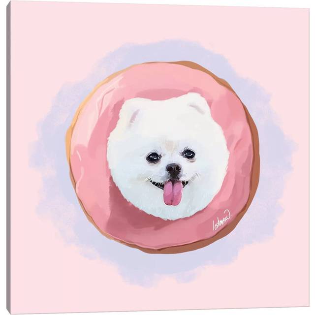 Pomeranian Strawberry Donut by Lostanaw - Wrapped Canvas Graphic Art (45.72 cm H x 45.72 cm W x 3.175 cm D)