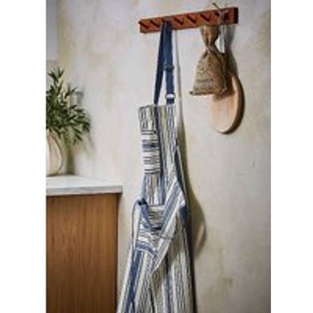 Denim Stripe Striped Cotton Bib Apron - Blue (Adult)