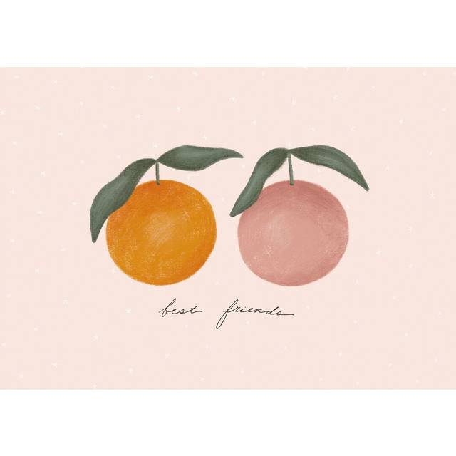 Best Friends Grapefruit - Wrapped Canvas Painting Print (20cm H x 30cm W x 3.8cm D)