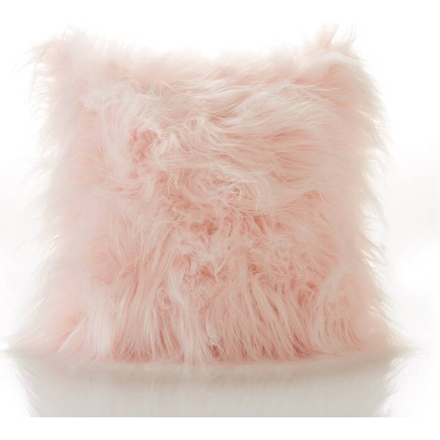 Jebediah Faux Mohair Cushion with Filler Pad - Pink (43cm H X 43cm W X 10cm D)