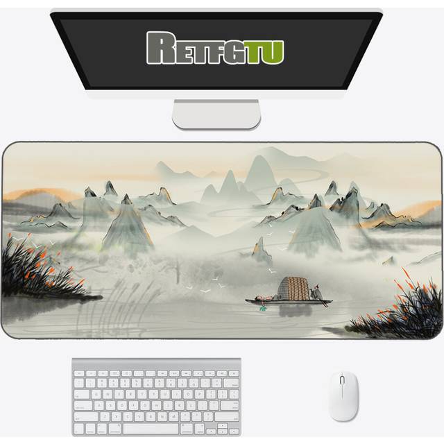 (a-shuimohua-014 700x400x3mm) Chinese Style ink Painting Mouse Pad Oversized XXL Game Desk Pad Computer Pad Keyboard Pad Desk Anime Mousepad