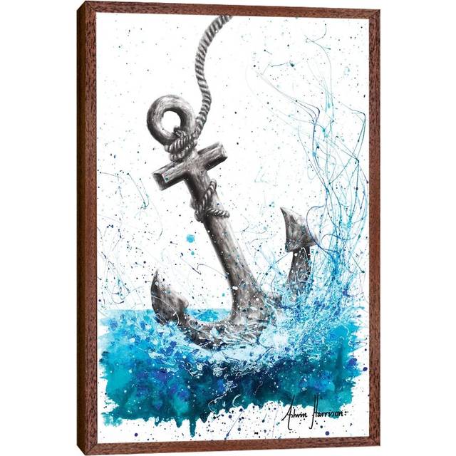 Drift and Anchor by Ashvin Harrison - Graphic Art Print on Canvas - Classic Brown Wood Framed (152.4cm H x 101.6cm W x 3.81cm D)