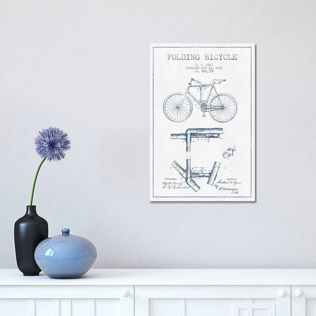 M.B. Ryan Folding Bicycle Patent Sketch by Aged Pixel - Wrapped Canvas Drawing (45.72cm H x 30.48cm W x 1.91cm D)