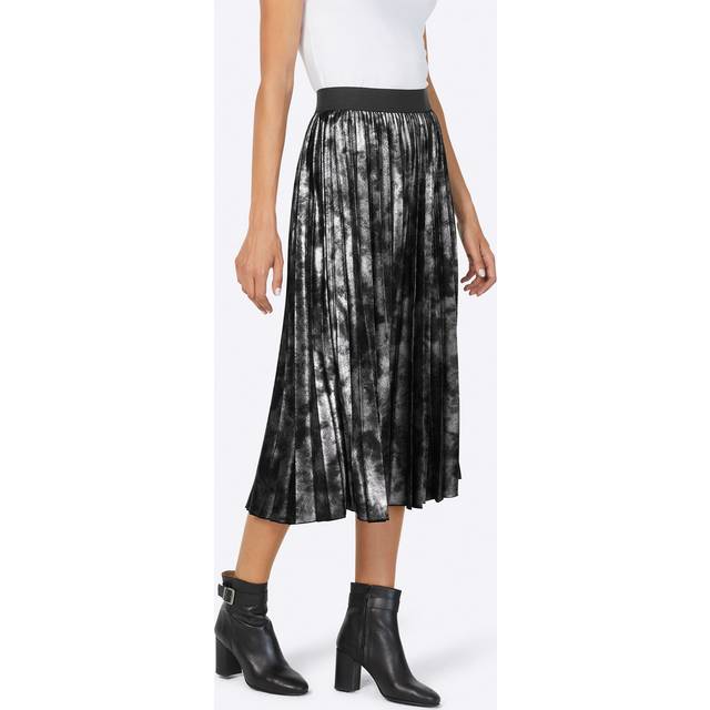 Heine Metallic Print Pleated Skirt - Black Metallic