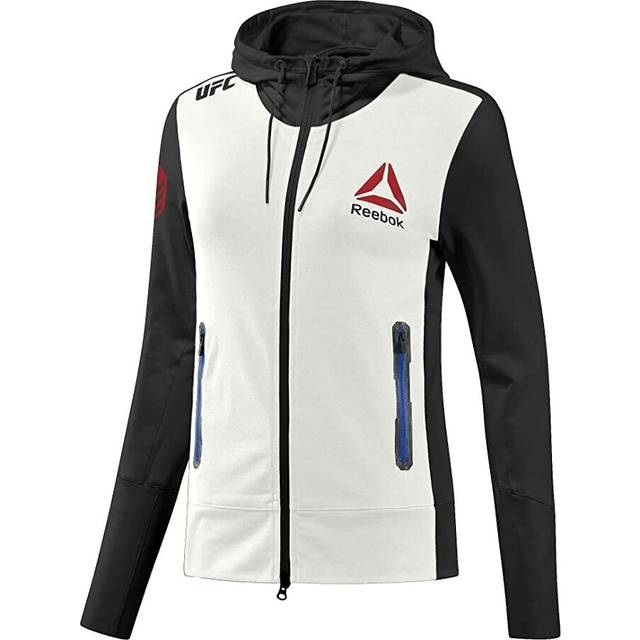 Reebok women's ronda rousey ufc walkout full zip hoodie jacket, white/black, xs